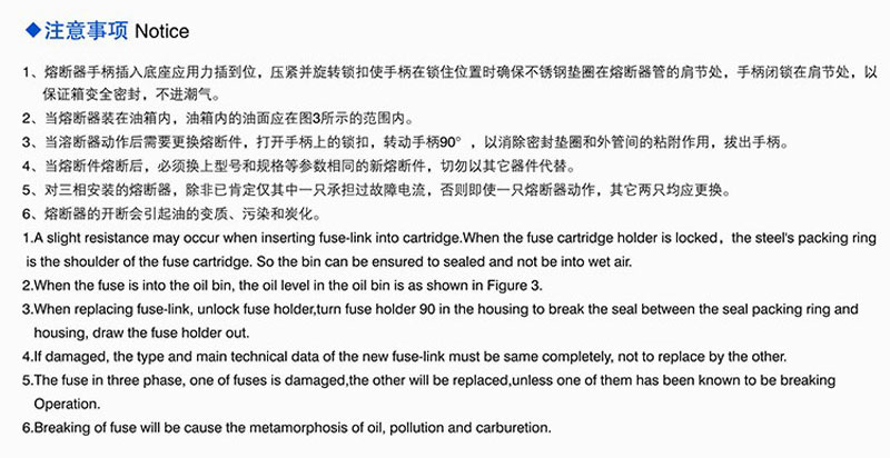 high voltage limit current fuse for protection of oil immersed type voltage transformer 13