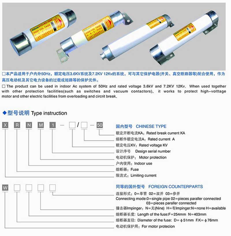 high voltage limt gurrent fuse for protection of electrical motor 1